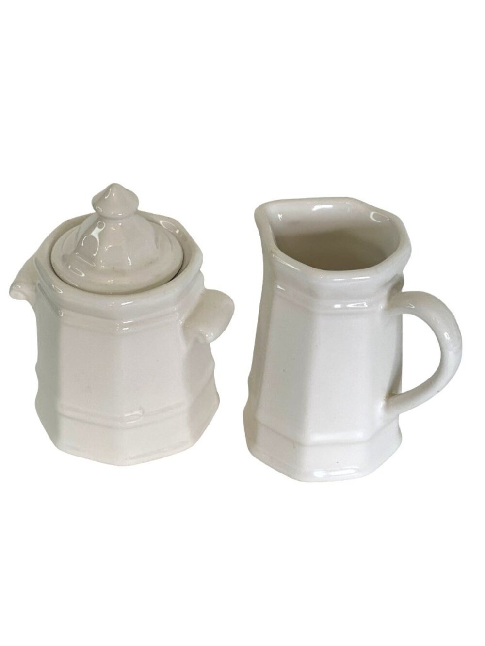 Vintage Pfaltzgraff Heritage White Cream and Sugar Set Stoneware Earthenware 5"